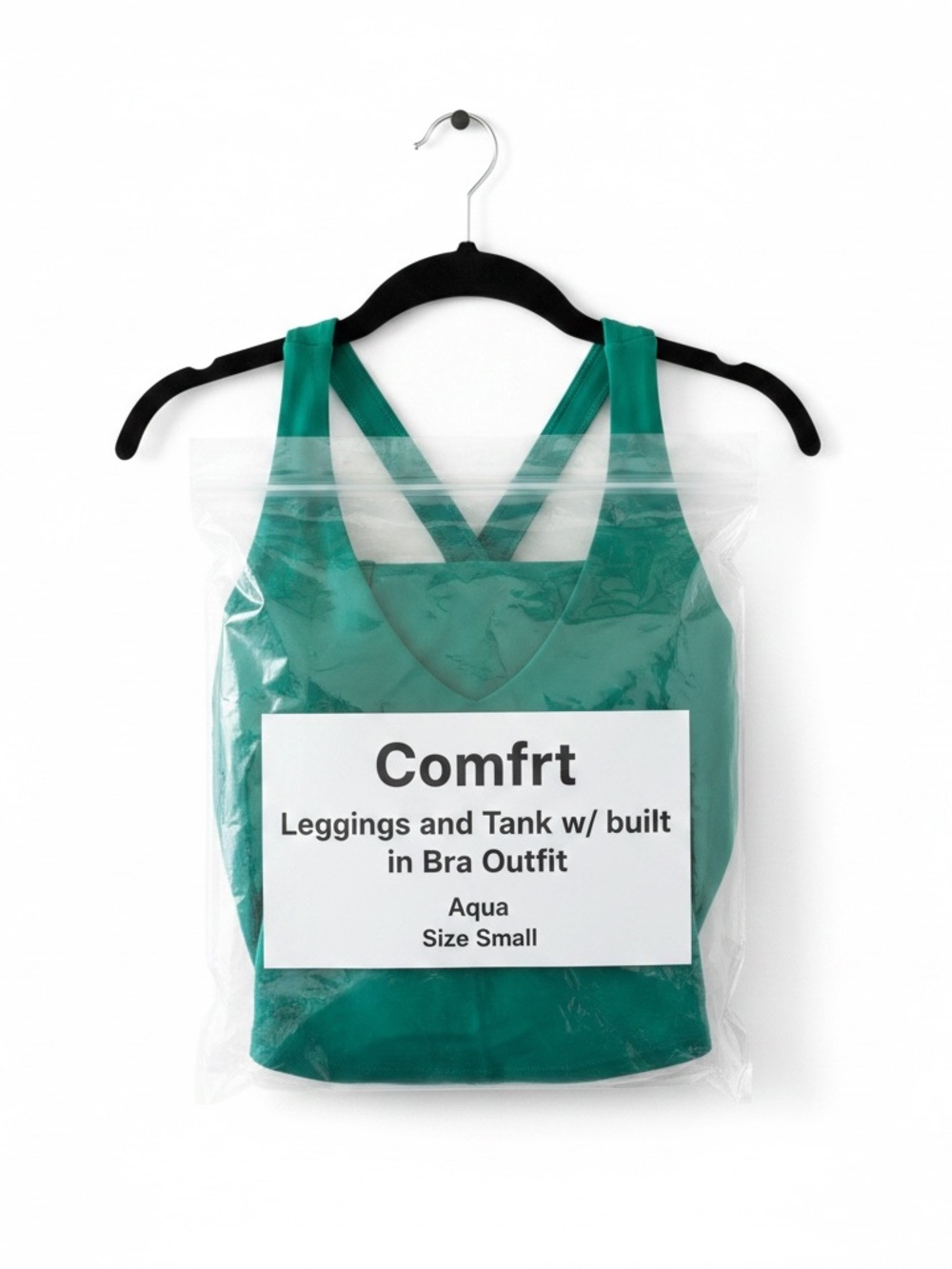 *NEW* Comfrt Tank w/ Built-In Bra & Leggings Set in Aqua - Sz. Small